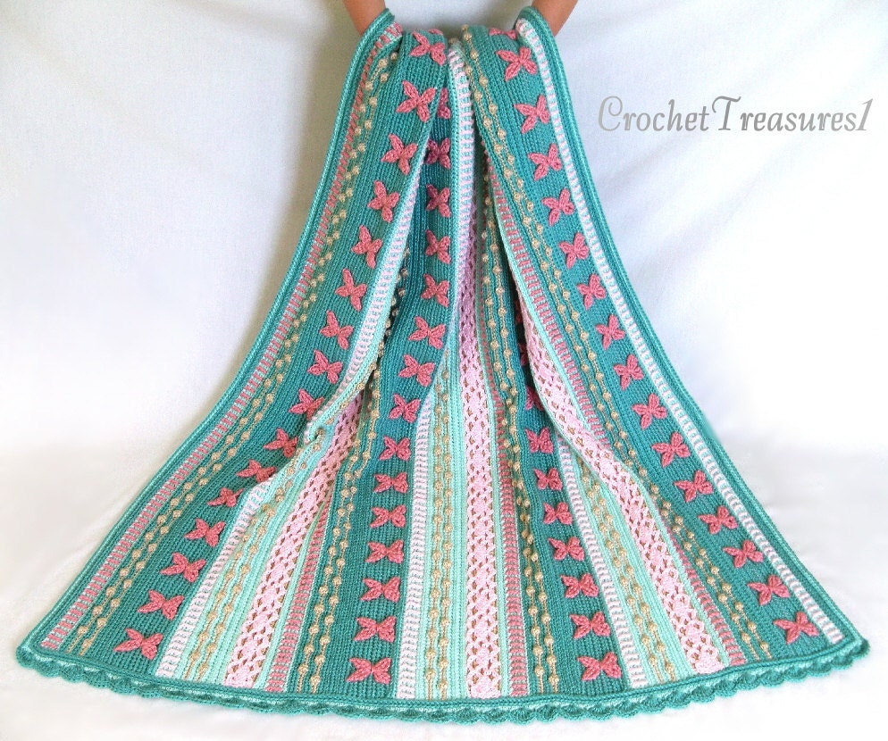 REDUCED PRICE - Mermaid Dreams Throw / new / handmade / afghan blanket  / green / pink / coral / sea shell / baby / spring / unique