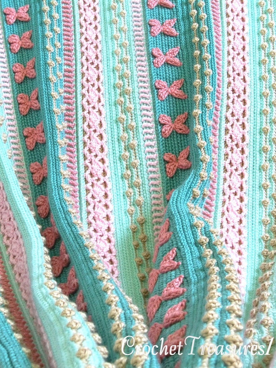 REDUCED PRICE - Mermaid Dreams Throw / new / handmade / afghan blanket  / green / pink / coral / sea shell / baby / spring / unique