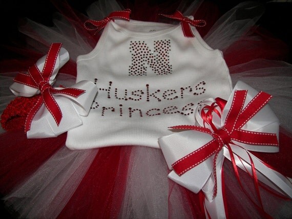 Adorable Huskers Boutique Bling Tutu Set--Princess Style-Can be customized with any team