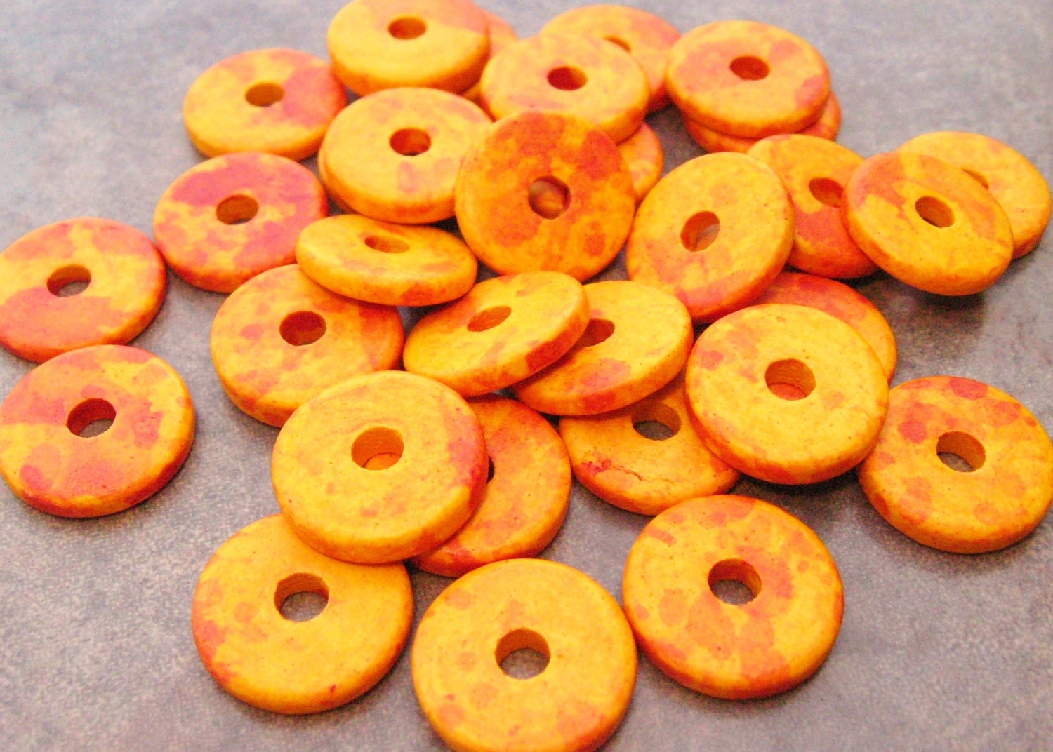 25 CHEETOS Mykonos Greek Ceramic  Beads 13mm Round Beads