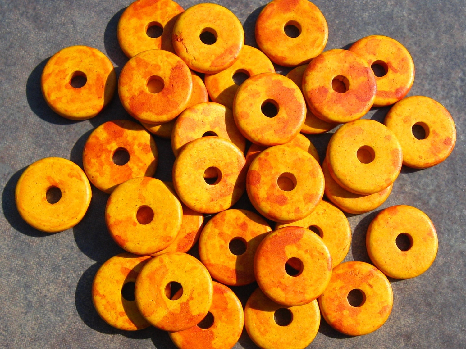25 CHEETOS Mykonos Greek Ceramic  Beads 13mm Round Beads