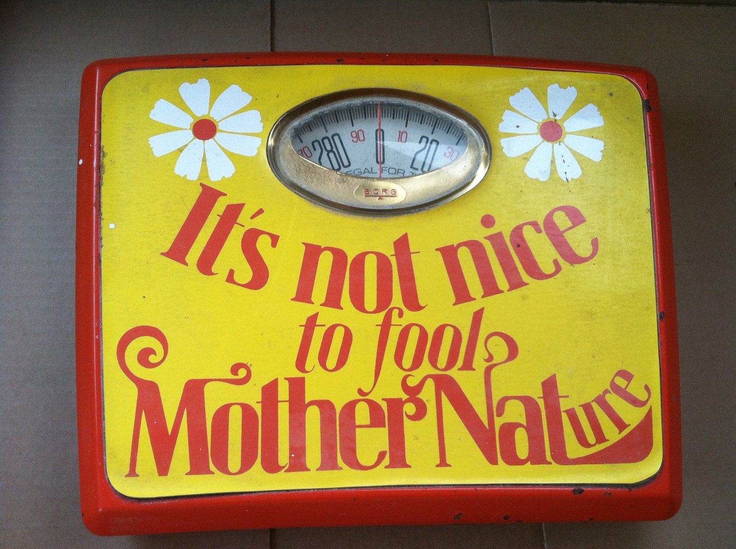 Vintage Retro Bathroom Scale - 1970s Advertising "It's not nice to fool Mother Nature"
