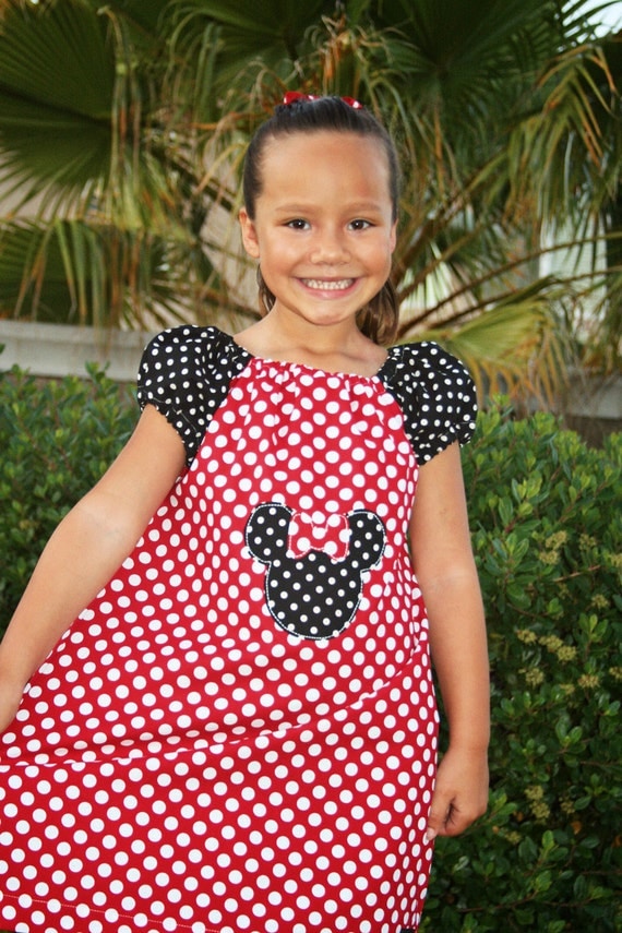 Red Polka dot Minnie Mouse Pillowcase Dress by StitchesNBows