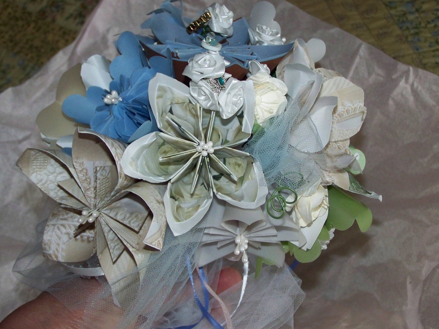 Four Wedding Bouquets Paper Flower Origami Customized