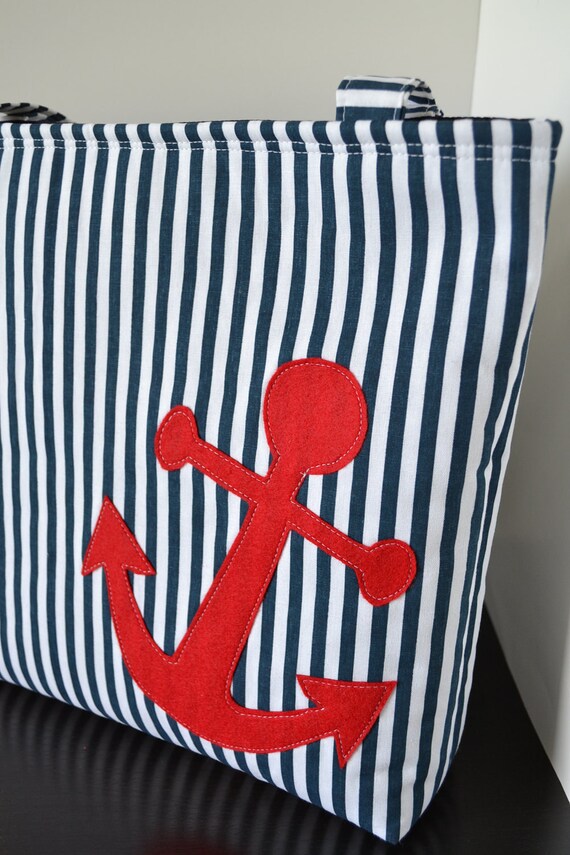 Nautical Tote Bag with Anchor Applique