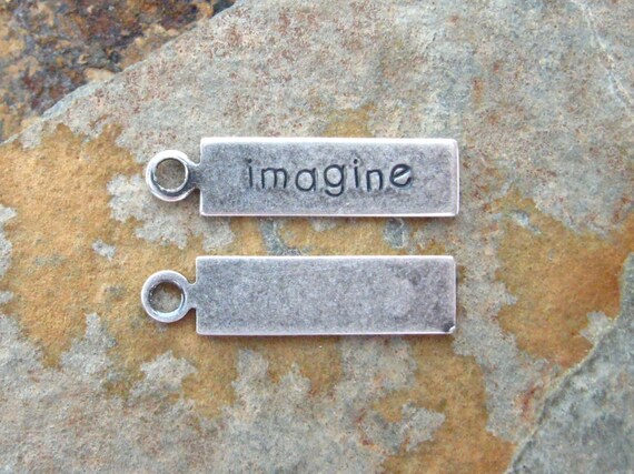 4 Antique Silver IMAGINE Tags 5mm x 20mm - Trinity Brass Co LOW SHIPPING