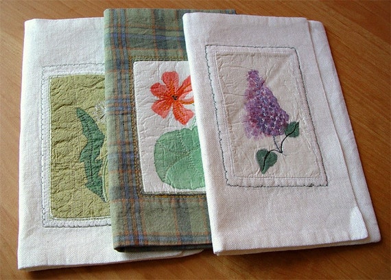 Handmade linen wallet - dandelion
