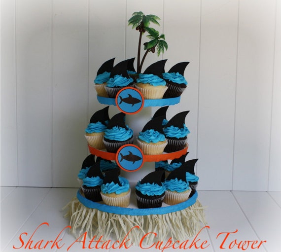 Shark Attack Custom Cupcake Tower