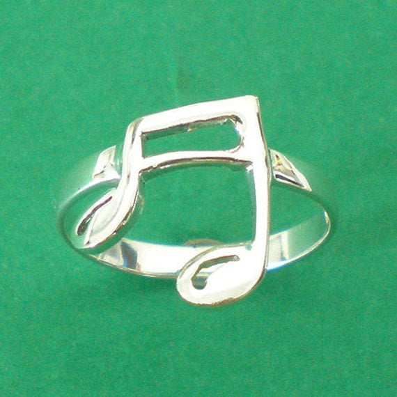 Music Note Symbol Silver Charm Ring Cute Little Adorable Size Selectable US 