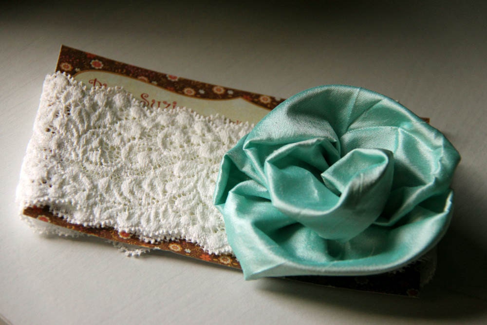 Noelle - Cyan structered bias rose  headband