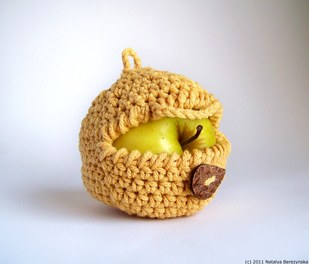 Apple Cozy Jacket Sleeve Honey Mustard Yellow Banana Spice Autumn Fall Harvest Wood Woodland Leaf Brown Forest Acorn Cotton Crochet Ninja