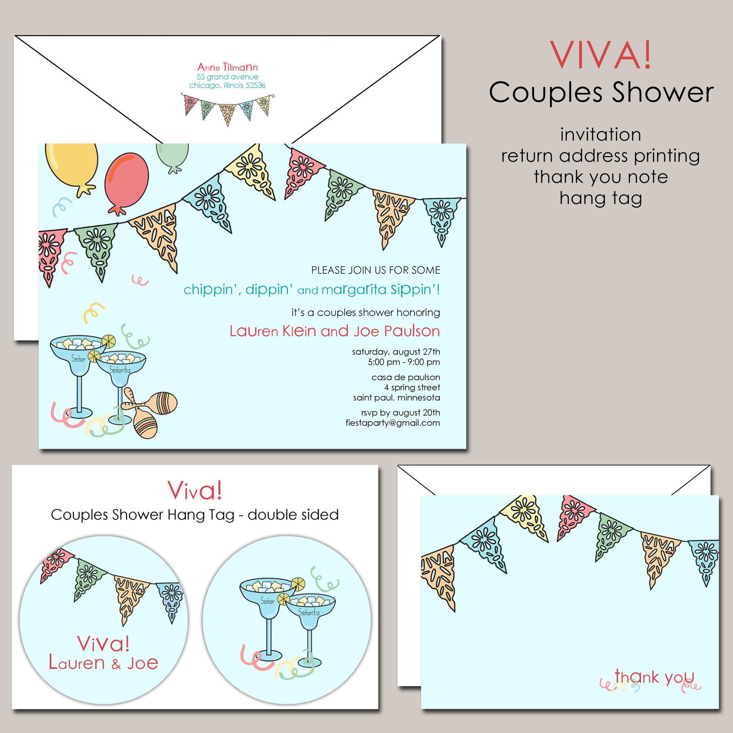 This is a listing for a set of 20 wedding shower invitations with white 