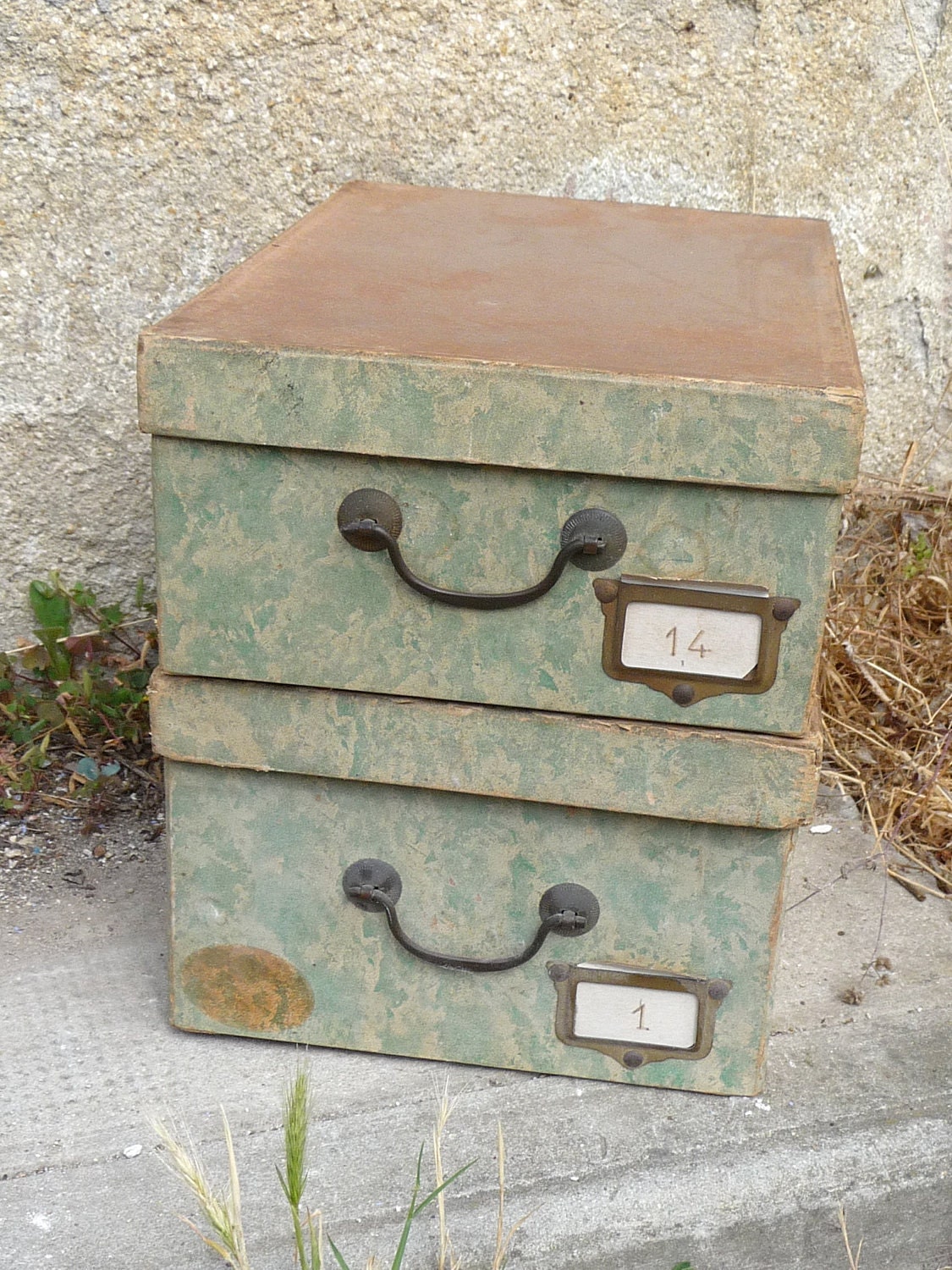 Dated 1920s/1930s French box drawers set of 2