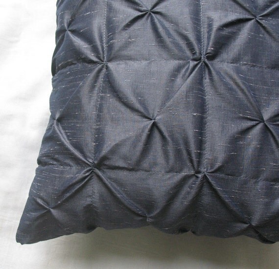 charcoal gray pin tuck decorative throw pillow and cushion cover 18 inch - can be custom made in any size