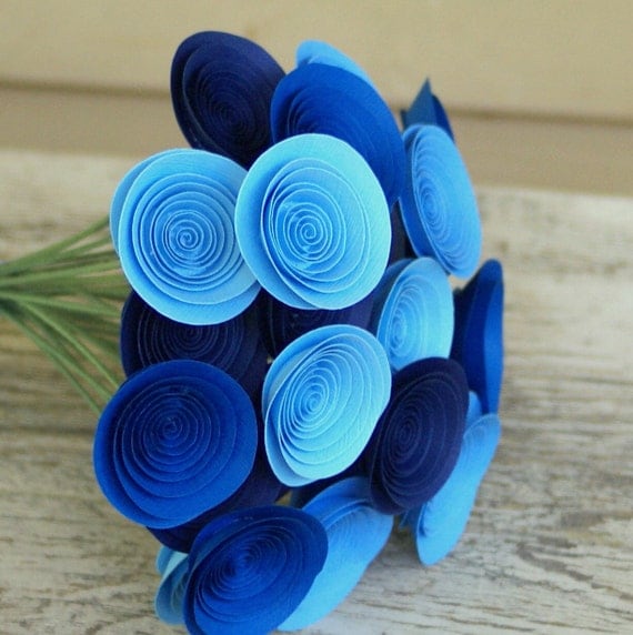 Blue Paper Flowers Centerpiece - Boy Baby Shower Decor - Blue Centerpiece - Royal Blue, Sodalite Blue, Navy, Cornflower