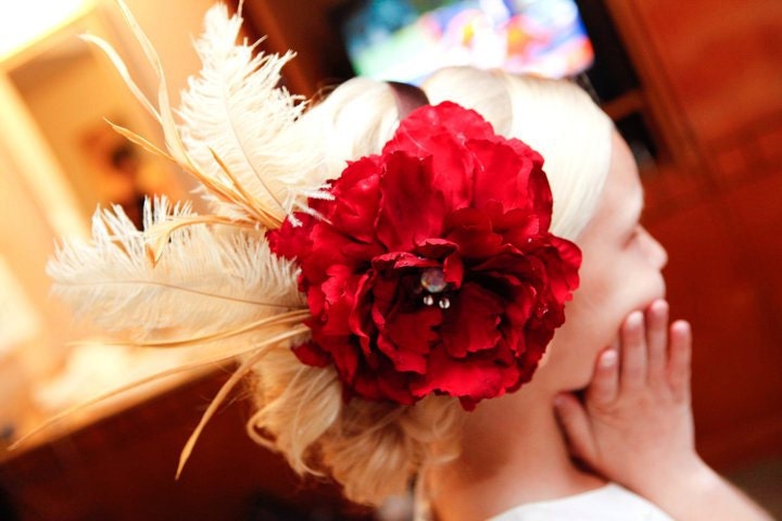 BELLE Of The BALL Red Flower Headpiece