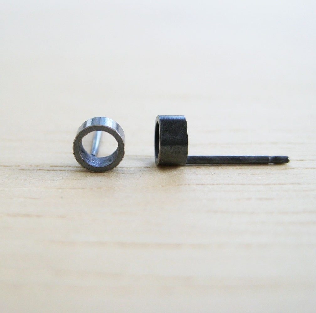 Oxidized Sterling Circle Posts