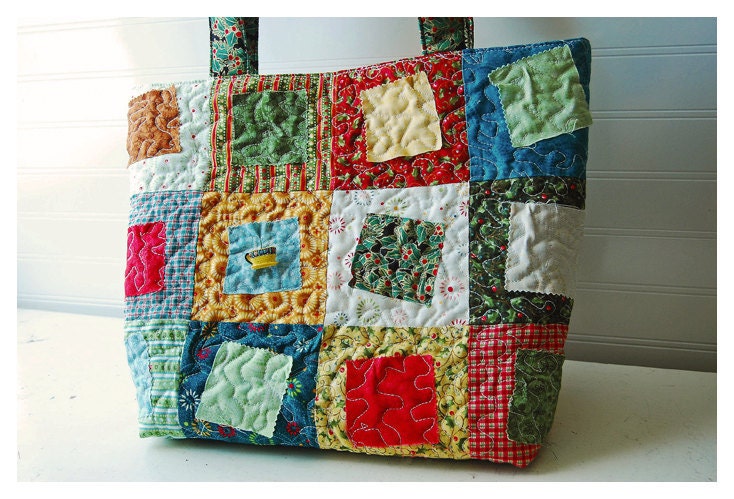 ZANY Patchwork Quilt Bag Modern Rag squares Diaper Knitting Market XL Custom Tote 3 Interior Pockets Firm Bottom Base Baby Shower tagt team