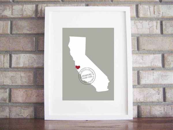 Custom Baby or Graduation Map and Stamp 8x10