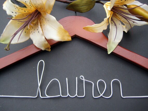 Personalized Hangers Customized for Wedding - SET of THREE single line hangers