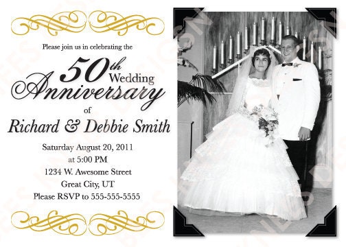 Printable 50th Wedding Anniversary Invitation 4x6 InvitationDIY