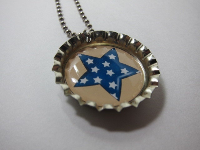 Bottlecap Necklace - Blue Star