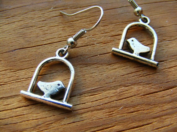 Earrings Silver Swinging Bird