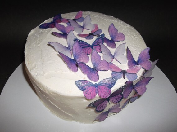 24 Mariposas de obleas comestibles - 24 Rockin 'Purple - oblea de mariposas de papel