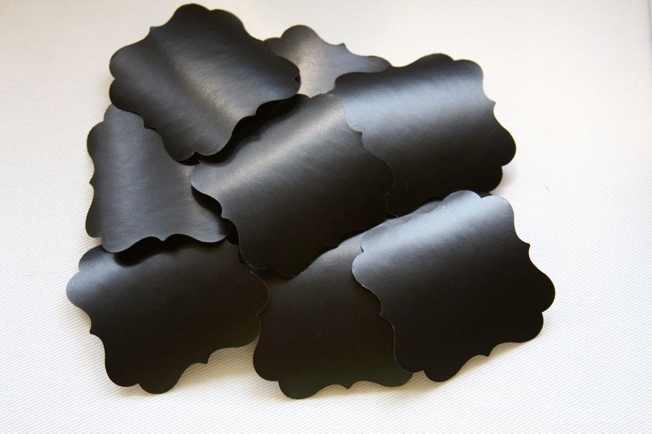 Set of 10 Chalkboard Tag Sticker Labels, Antiqued Square 2"
