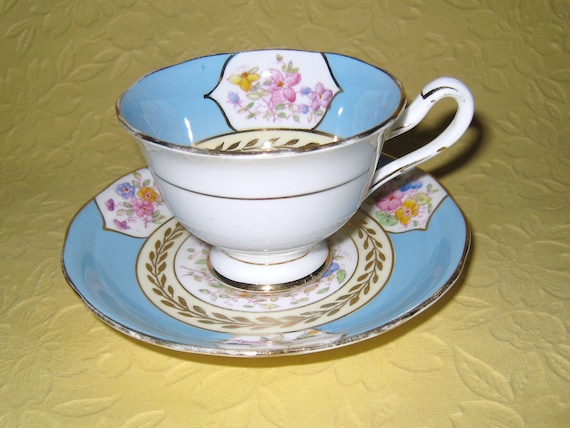 Royal Albert Tea Cup and Saucer Bone China Blue with Flowers