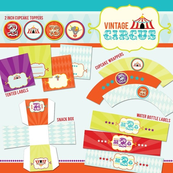 Circus DIY Custom Printable Birthday Party Pack
