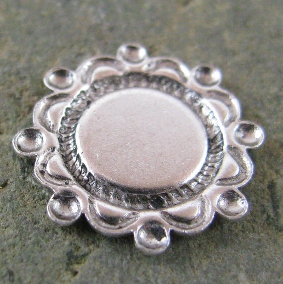 12 Antique Silver 7mm Setting Cameo Cabochon Stone 809