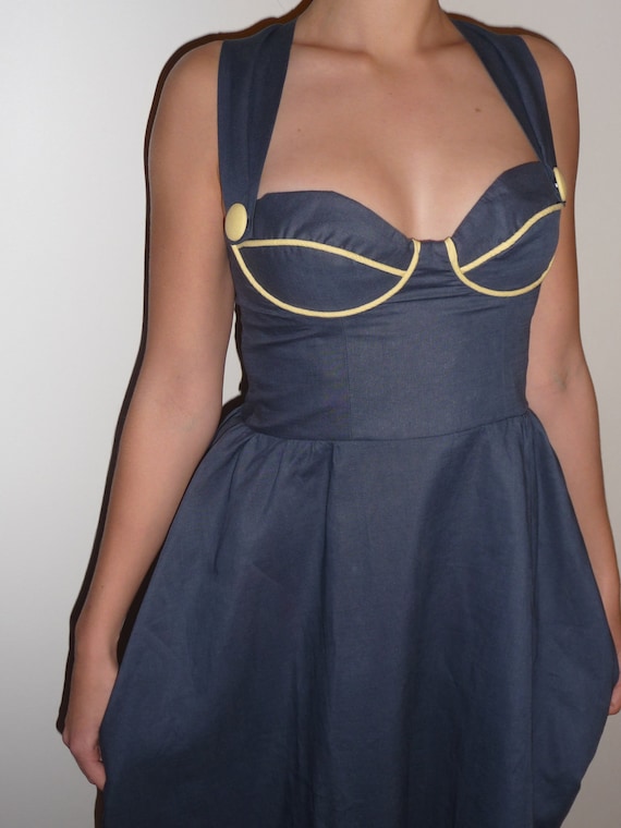 Navy Sweetheart Dress - Size 12