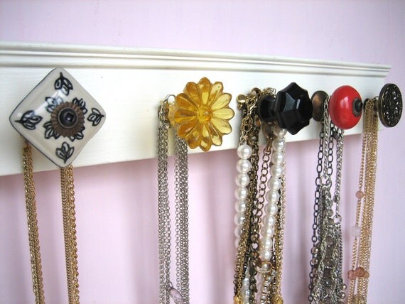 Dorm Room Jewelry Rack with Assorted Knobs