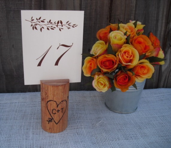 SET OF 10 Personalized Rustic Wood Table Number Holders Item 1106