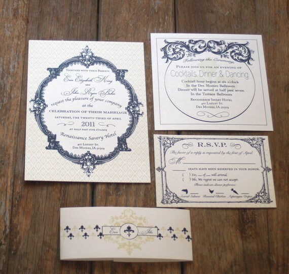 Vintage Wedding Invitation: French Baroque Custom Wedding Invitation