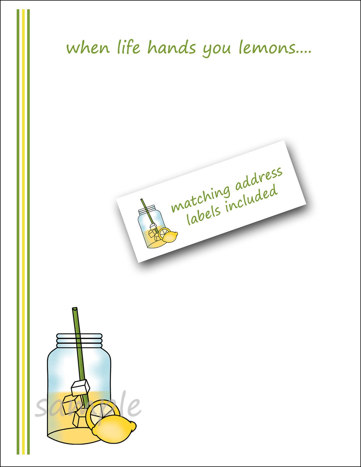 Lemonade Mason Jar Notes   /   sunny all occasion stationery    /   when life hands you lemons...  /  labels included