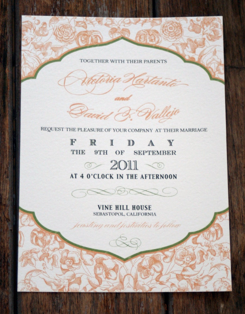 Vintage Wedding Invitation Rustic Label Custom Wedding Invitation