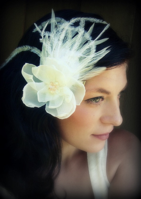 Bridal Feather Fascinator -Rose Love
