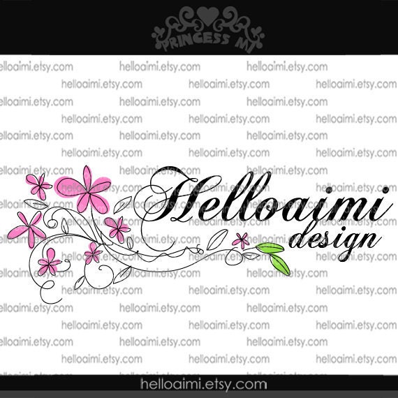 Custom Premade Logo Design sketch hand drawn flowers cherry blossom logo 