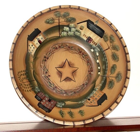 folk art wooden bowl