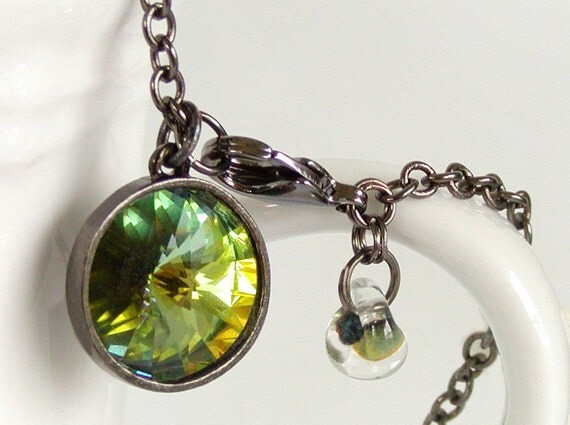 Crystal Pendant Necklace - Rare Vintage Swarovski Special Effects Crystal ... Horizon