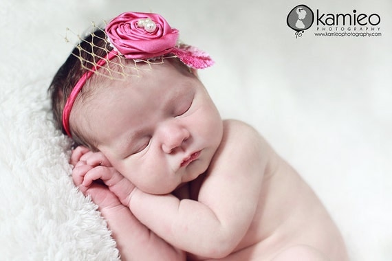 A FULL LIFE infants girls and toddlers, photoshoots and special occasions in pink and green small headband