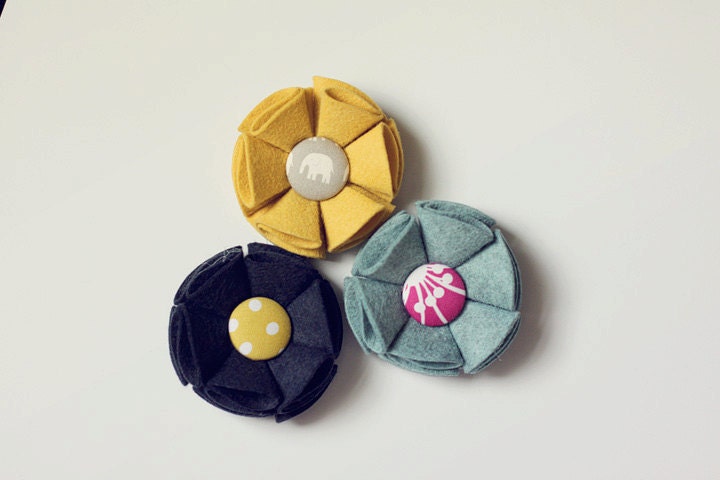 mustard felt flower pin