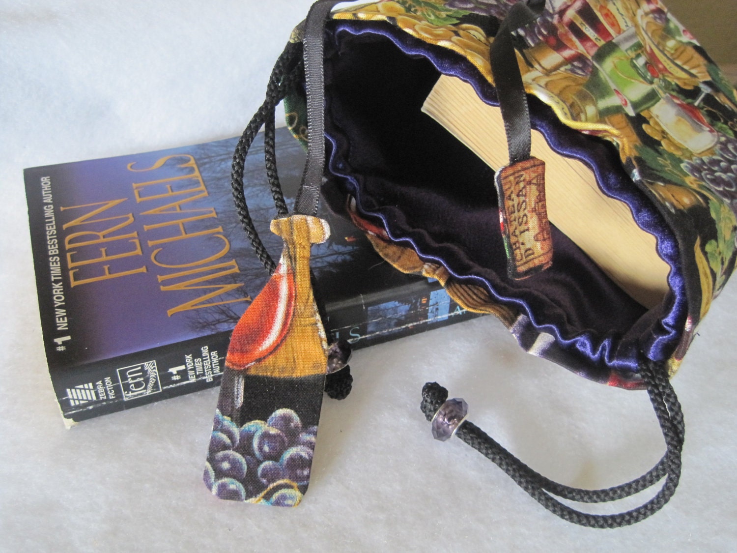 Wine Bookmark with Matching Book Bag  Free Shipping