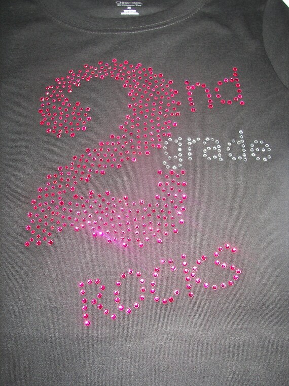 2nd Grade ROCKS Bling Tees and Tanks--Can be customized with your child's grade