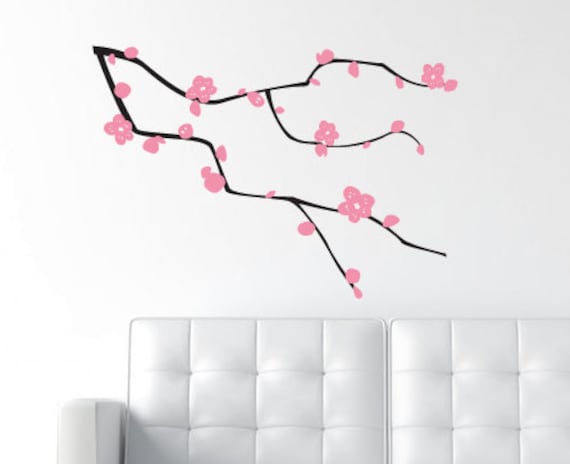 LARGE - 2 Color - Oriental Branches and Leaves - Matte Vinyl Wall Decal