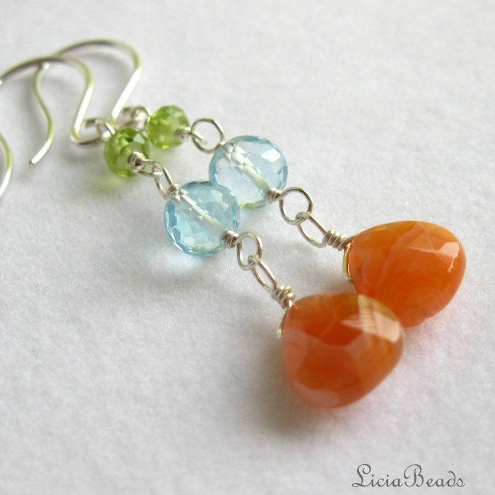 Earth and Water - gemstone color trio on sterling