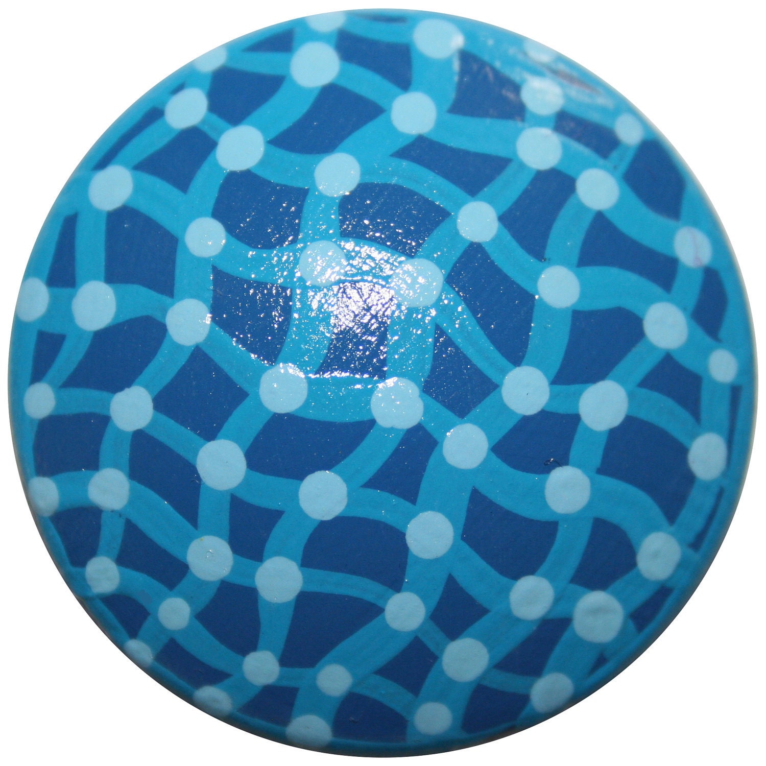 Blue and Pink Squigly Criss Cross Lines with Polka Dots
