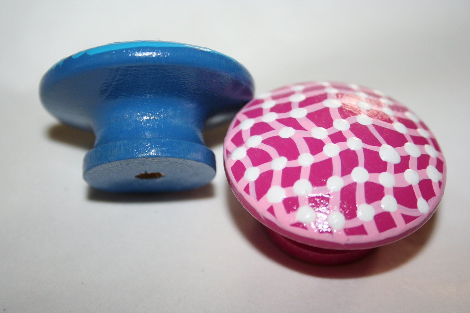 Blue and Pink Squigly Criss Cross Lines with Polka Dots